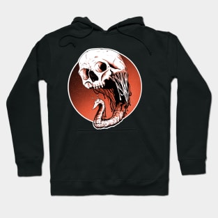 Skull Stalker - A Dark Macabre Skull Alien Brain Eating Retro SciFi Design Hoodie